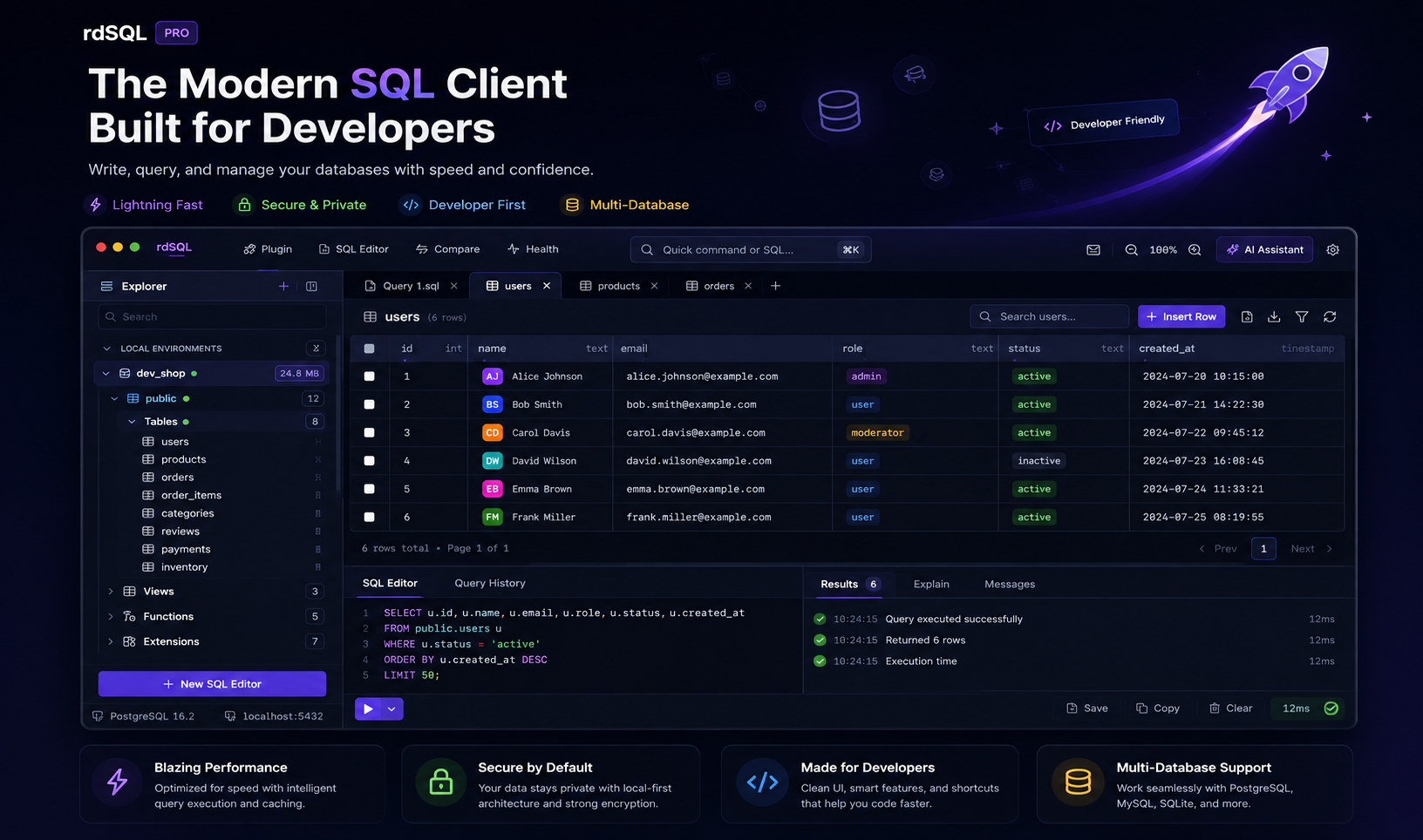 rdSQL Desktop Monaco SQL editor with autocompletion